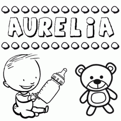 Nome Aurelia para pintar. Desenhos de todos os nomes para colorir
