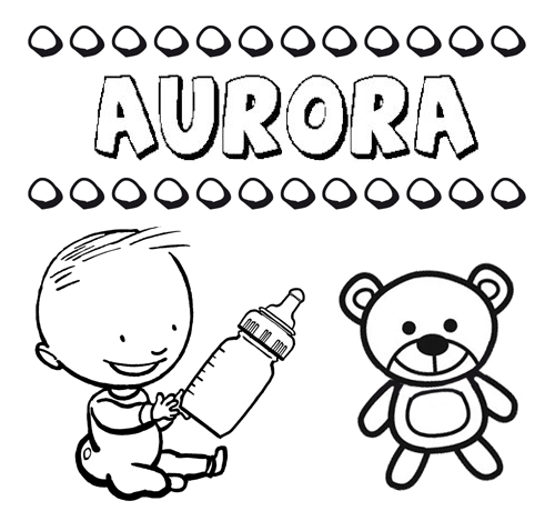 Nome Aurora para pintar. Desenhos de todos os nomes para colorir