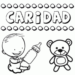 Nome Caridad para pintar. Desenhos de todos os nomes para colorir