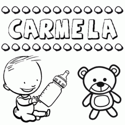 Nome Carmela para pintar. Desenhos de todos os nomes para colorir