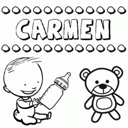 Nome Carmen para pintar. Desenhos de todos os nomes para colorir