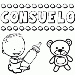 Nome Consuelo para pintar. Desenhos de todos os nomes para colorir