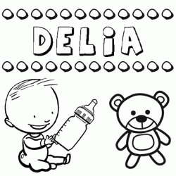 Nome Delia para pintar. Desenhos de todos os nomes para colorir