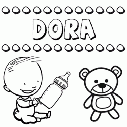 Nome Dora para pintar. Desenhos de todos os nomes para colorir