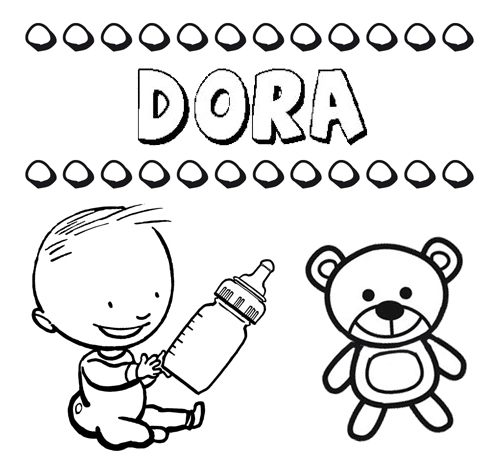 Nome Dora para pintar. Desenhos de todos os nomes para colorir