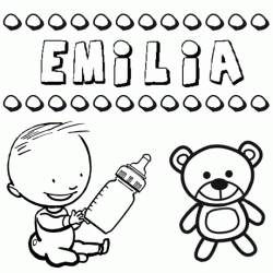 Nome Emilia para pintar. Desenhos de todos os nomes para colorir