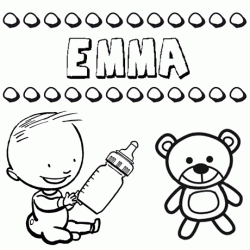 Nome Emma para pintar. Desenhos de todos os nomes para colorir