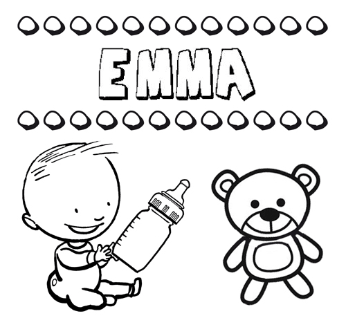 Nome Emma para pintar. Desenhos de todos os nomes para colorir