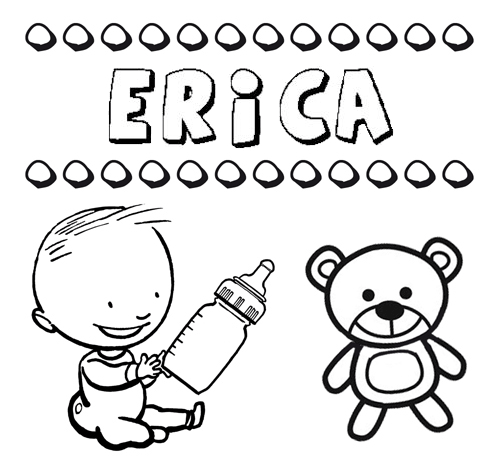 Nome Erica para pintar. Desenhos de todos os nomes para colorir