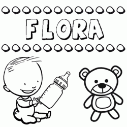 Nome Flora para pintar. Desenhos de todos os nomes para colorir