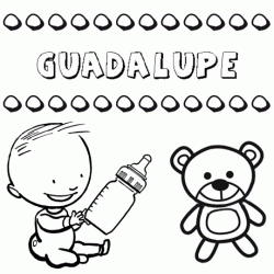 Nome Guadalupe para pintar. Desenhos de todos os nomes para colorir