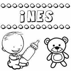 Nome Inés para pintar. Desenhos de todos os nomes para colorir