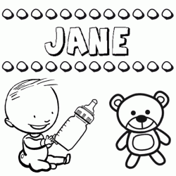 Nome Jane para pintar. Desenhos de todos os nomes para colorir