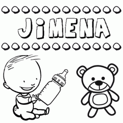 Nome Jimena para pintar. Desenhos de todos os nomes para colorir