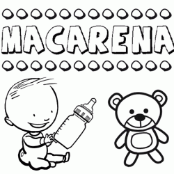 Nome Macarena para pintar. Desenhos de todos os nomes para colorir