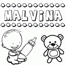 Nome Malvina para pintar. Desenhos de todos os nomes para colorir
