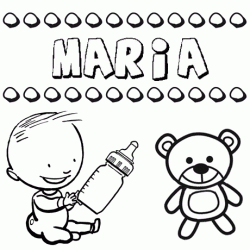 Nome María para pintar. Desenhos de todos os nomes para colorir