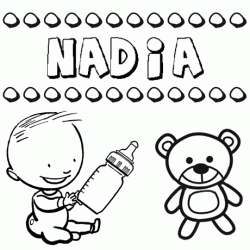Nome Nadia para pintar. Desenhos de todos os nomes para colorir