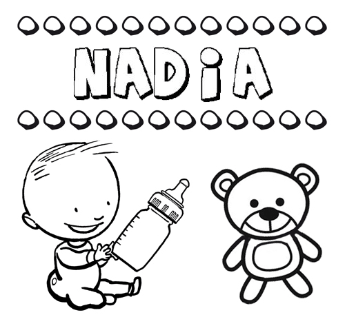 Nome Nadia para pintar. Desenhos de todos os nomes para colorir