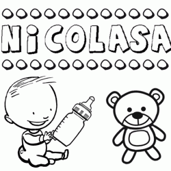 Nome Nicolasa para pintar. Desenhos de todos os nomes para colorir