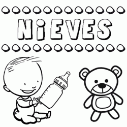 Nome Nieves para pintar. Desenhos de todos os nomes para colorir