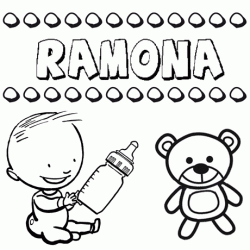 Nome Ramona para pintar. Desenhos de todos os nomes para colorir