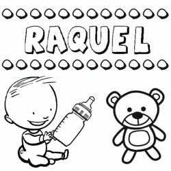 Nome Raquel para pintar. Desenhos de todos os nomes para colorir