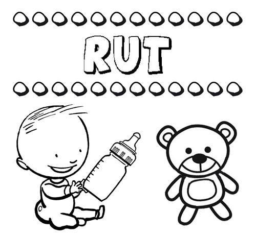 Nome Rut para pintar. Desenhos de todos os nomes para colorir