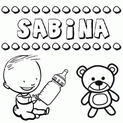 Nome Sabina para pintar. Desenhos de todos os nomes para colorir