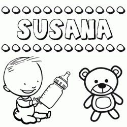 Nome Susana para pintar. Desenhos de todos os nomes para colorir