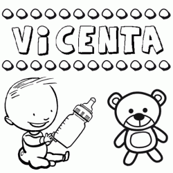 Nome Vicenta para pintar. Desenhos de todos os nomes para colorir