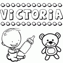 Nome Victoria para pintar. Desenhos de todos os nomes para colorir