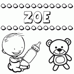 Nome Zoe para pintar. Desenhos de todos os nomes para colorir