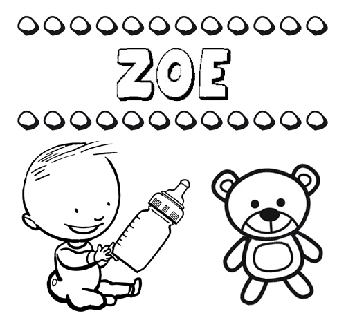 Nome Zoe para pintar. Desenhos de todos os nomes para colorir
