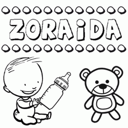 Nome Zoraida para pintar. Desenhos de todos os nomes para colorir