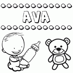 Nome Ava para pintar. Desenhos de todos os nomes para colorir