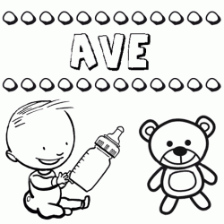 Nome Ave para pintar. Desenhos de todos os nomes para colorir