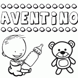 Nome Aventino para pintar. Desenhos de todos os nomes para colorir