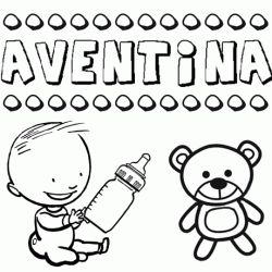 Nome Aventina para pintar. Desenhos de todos os nomes para colorir