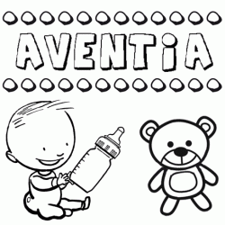 Nome Aventia para pintar. Desenhos de todos os nomes para colorir