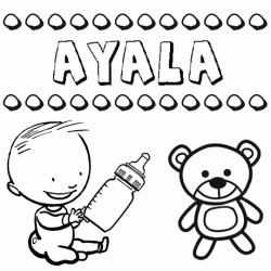 Nome Ayala para pintar. Desenhos de todos os nomes para colorir