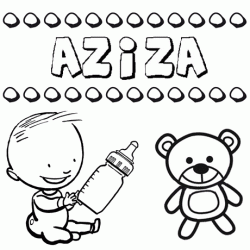 Nome Aziza para pintar. Desenhos de todos os nomes para colorir