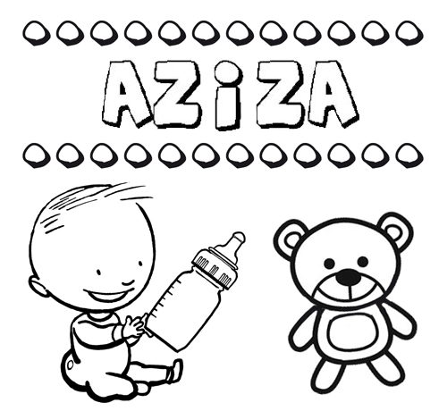 Nome Aziza para pintar. Desenhos de todos os nomes para colorir
