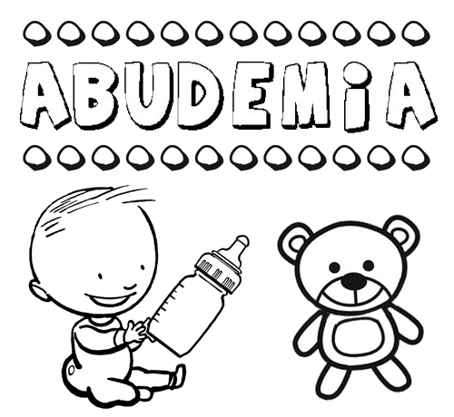 Nome Abudemia para pintar. Desenhos de todos os nomes para colorir