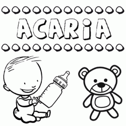 Nome Acaria para pintar. Desenhos de todos os nomes para colorir