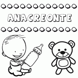 Nome Anacreonte para pintar. Desenhos de todos os nomes para colorir