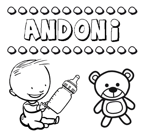 Nome Andoni para pintar. Desenhos de todos os nomes para colorir