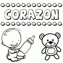 Nome Corazón para pintar. Desenhos de todos os nomes para colorir
