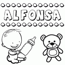 Nome Alfonsa para pintar. Desenhos de todos os nomes para colorir