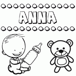 Nome Anna para pintar. Desenhos de todos os nomes para colorir